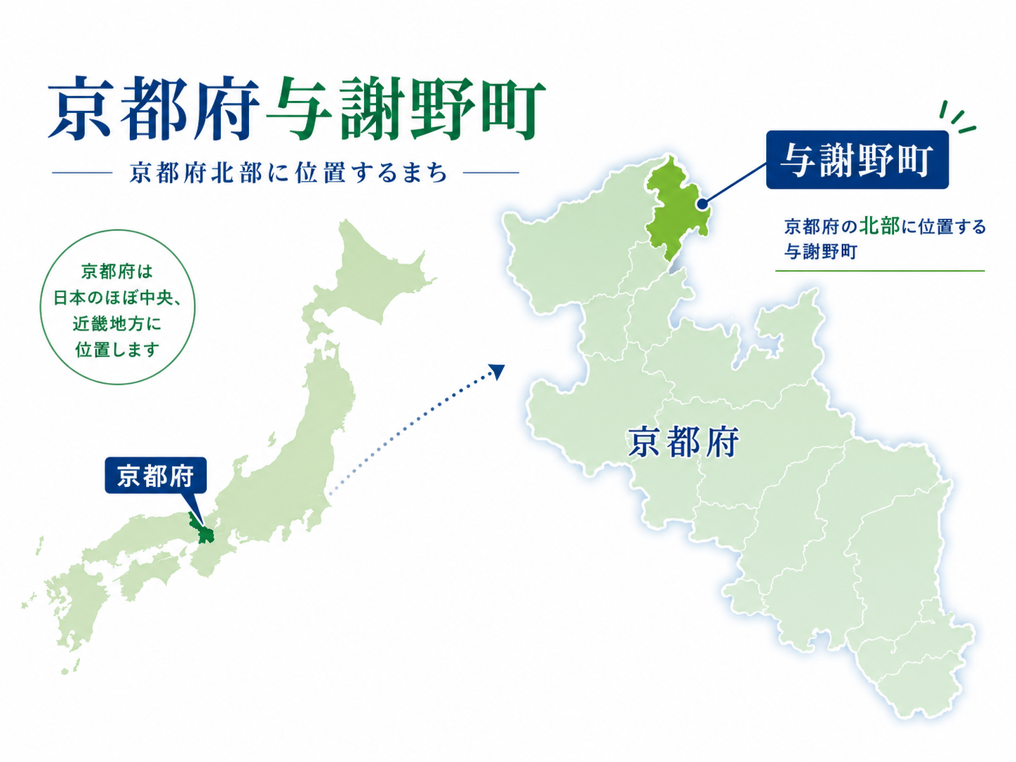 京都府与謝野町の所在地を示したマップ